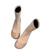 Flat-bottomed commuter sleeve splicing thin suede short boots women show thin boots round head Martin simple autumn and winter temperament