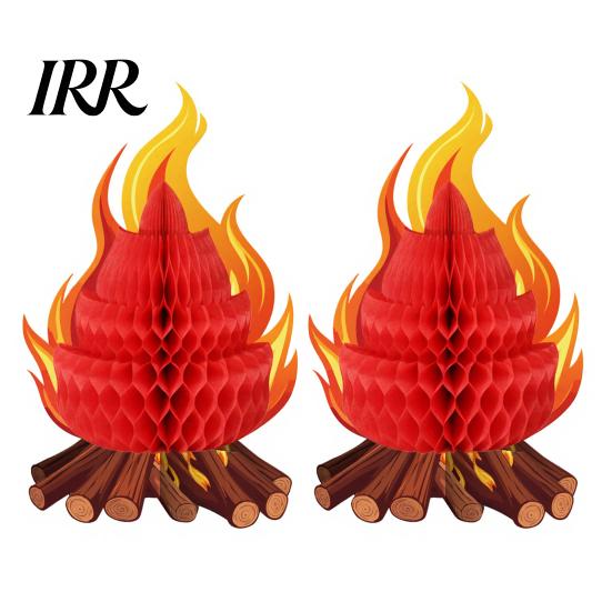 Folding Honeycomb Campfire Fake Decoration 3D Paper Centerpiece Artificial Outdoor Camping Party Decor Flame Ornament for Camp Bachelorette