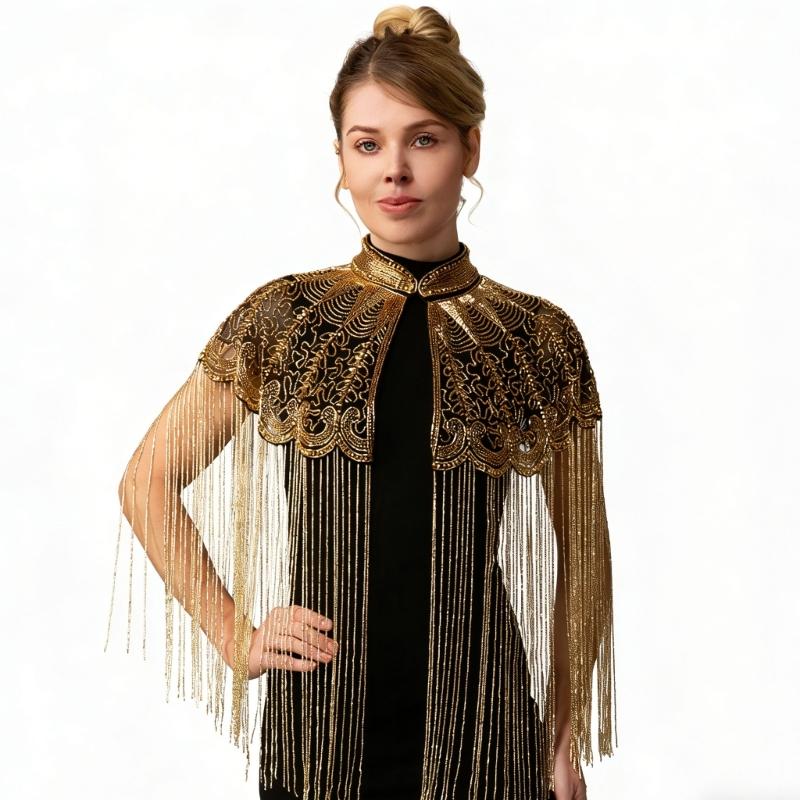 Luxury Long Tassels Indian Shawl with Beadwork And Soft Polyester Fabric Bohemian Fringe Evening Wrap