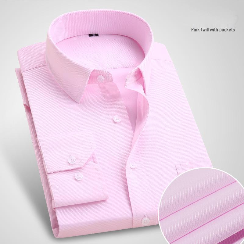 Men's Plus Size Slim Fit Long Sleeve White Shirt - Business Casual Autumn Wear