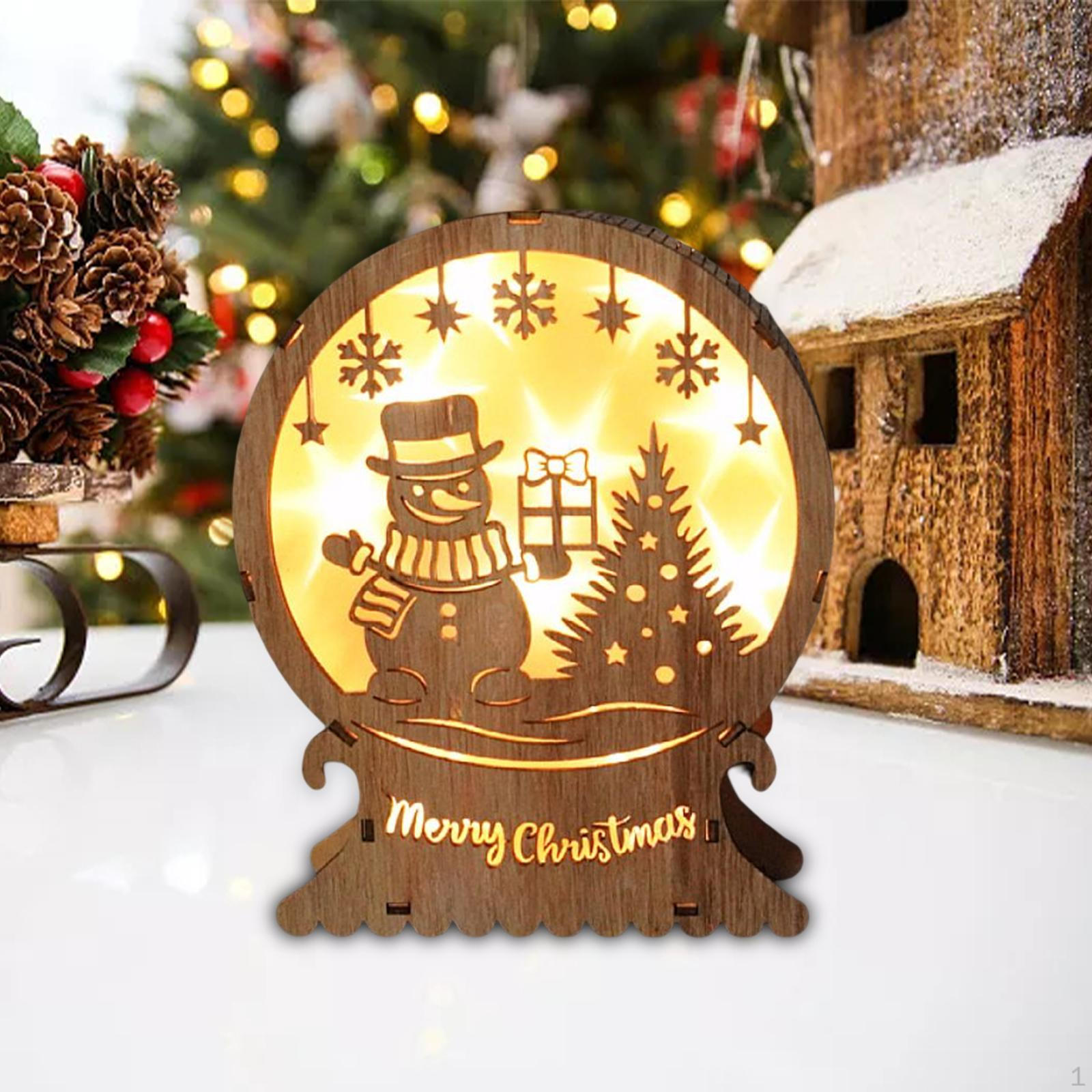 

Christmas Wooden Decorations with LED Cabinets Ornaments Bathroom Home Tabletops Style F