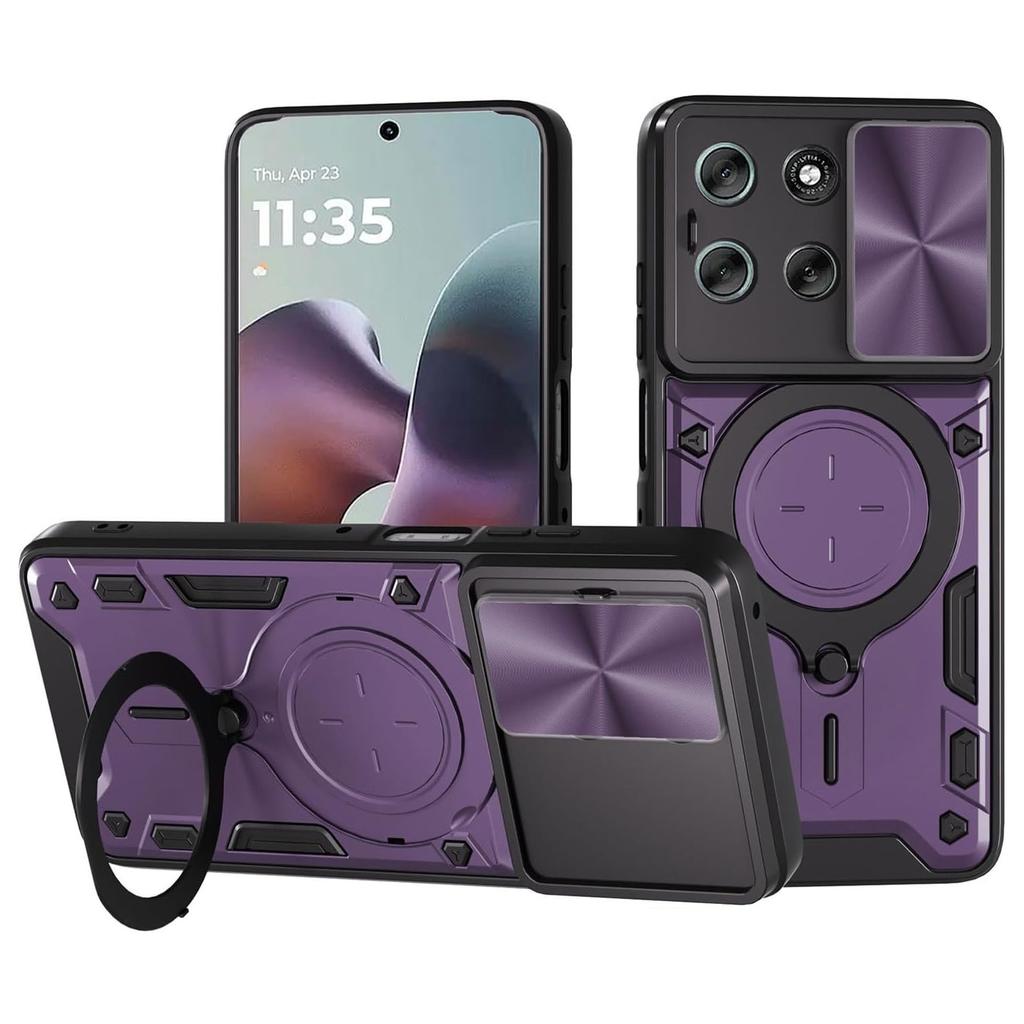 Für Moto Edge 70 Hülle Stoßfeste Armor Slide Kamera Schutz Rückabdeckung für Motorola Edge70 X70 Air Magnetischer Ring Halter Abdeckung