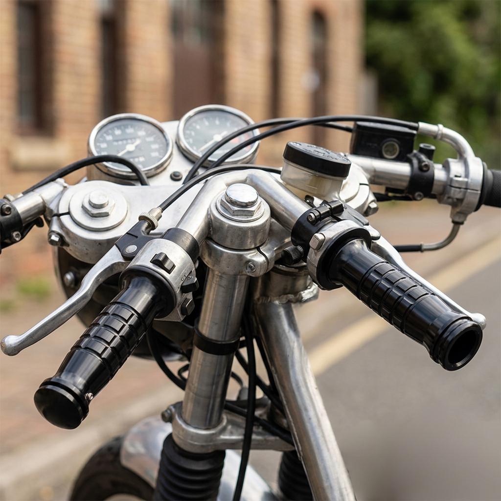 Motorcycle Modification Retro Aluminum Alloy CNC Handlebar with Large Oil Twist 22 Dual Throttle Handle Set,