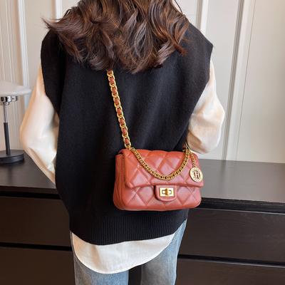 2025 Summer New Small Bag, High-end Fashion Diamond Square Bag, Casual Versatile Single Shoulder Messenger Chain Bag