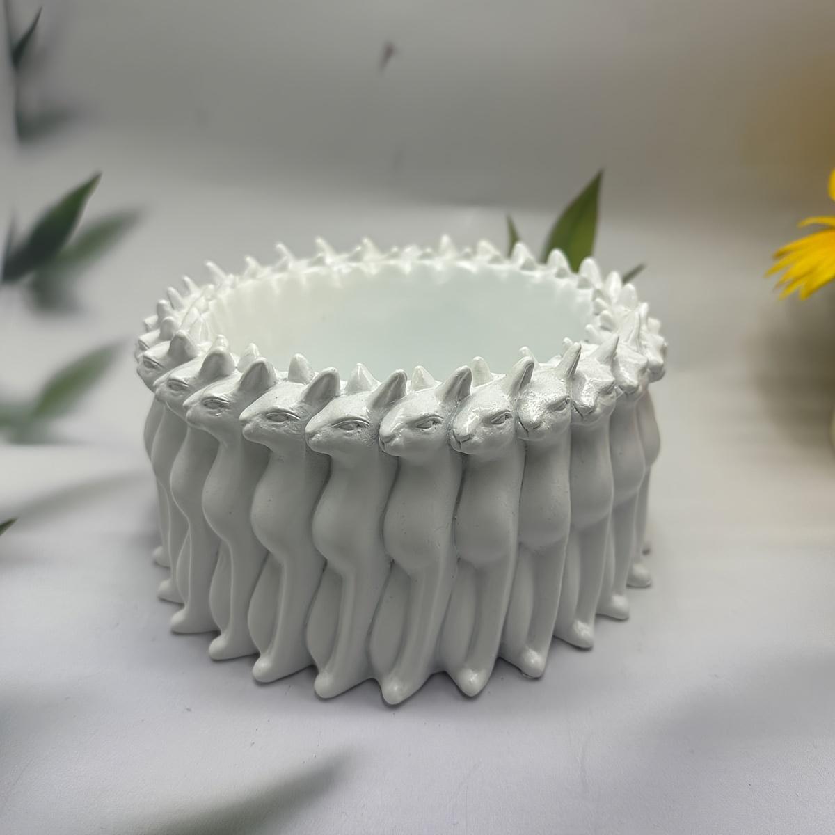 

3D Multi Face Cats Resin Pots for Plants Creative Garden Flowerpot with Drainage Outlet Courtyard Decor Plant Pot Ornament Decor белый