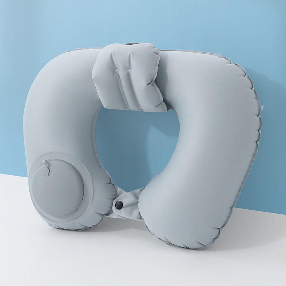 U-Shaped Press To Inflate Pillow Soft Neck Support Cushion Convenient Neckrest Pad  Tourist