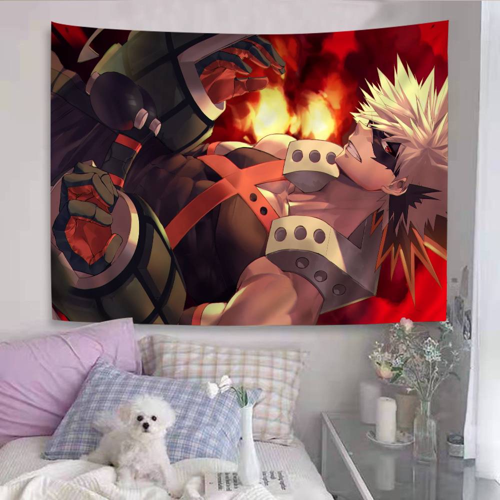 My Hero Academia Bakugou Katsuki Printed Large Wall Tapestry Indian Buddha Wall Decoration Witchcraft Bohemian Wall Art Decor