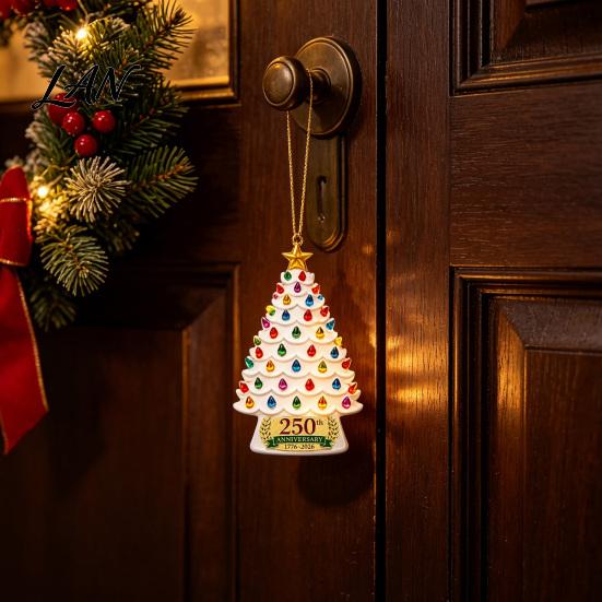 Hanging Pendant for Tree 250 Anniversary USA Christmas Ornament, 1776-2026 2D Acrylic Window Years America Decoration Patriotic Home Decor Ornaments