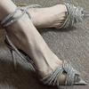 Women High Heeled Sandals 2026 Summer New Clear PVC Sandals Luxury Silver Crystal Pumps Sexy Pointed Toe Banquet Shoes