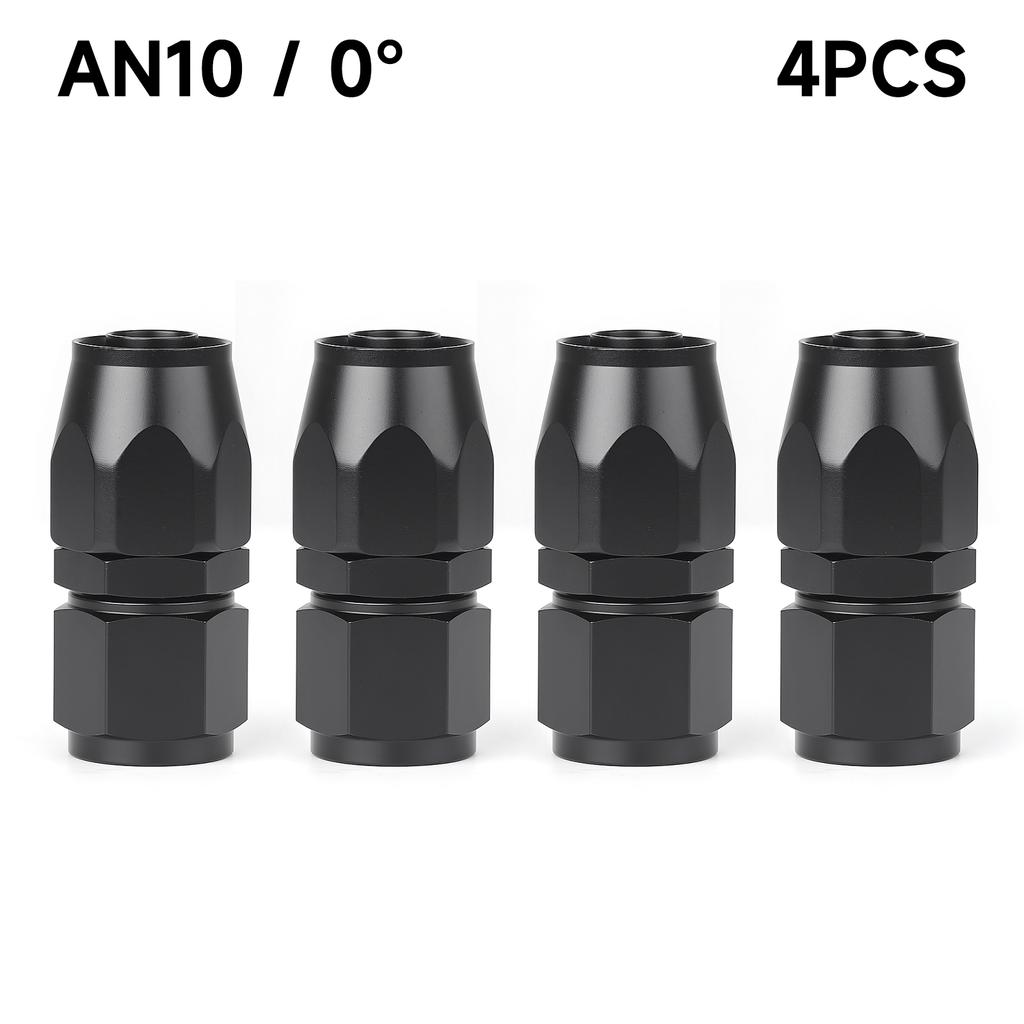 Black 4 PCS Hose End Fitting Swivel Adapter 0 45 90 180 Degree AN4 AN6 AN8 AN10 Aluminium Alloy Hose End Fitting Swivel Adapter