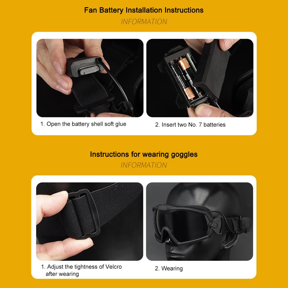Airsoft Paintball Goggles Transparent Lens Motorcycle Goggles with Micro Fan Scratch-resistant Eye Protection Safety Eyewear