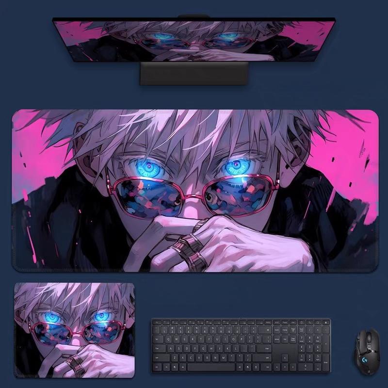 HD Jujutsu Kaisen Leder Mauspads Übergroß Anime Computer Tastaturunterlage Gojo Satoru E-Sport Tischunterlage Jungen Rutschfestes Mauspads