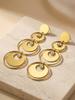 New Geometric Gold Color Layered Circle Dangle Earrings, Waterproof Stainless Steel Crystal Drop Earrings Women Trendy Jewelry