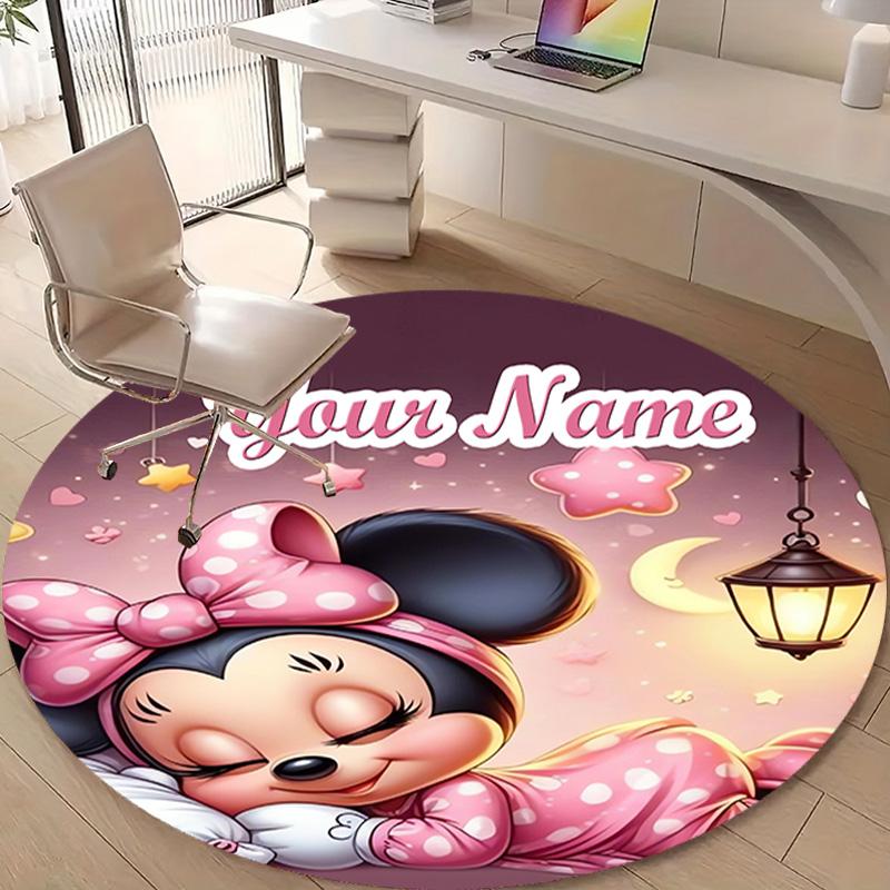 Personalized M-Minnie Round Chair Office Rug - Perfect for Mat, Office Chair & More - Ideal Gift for Birthdays and Holidays