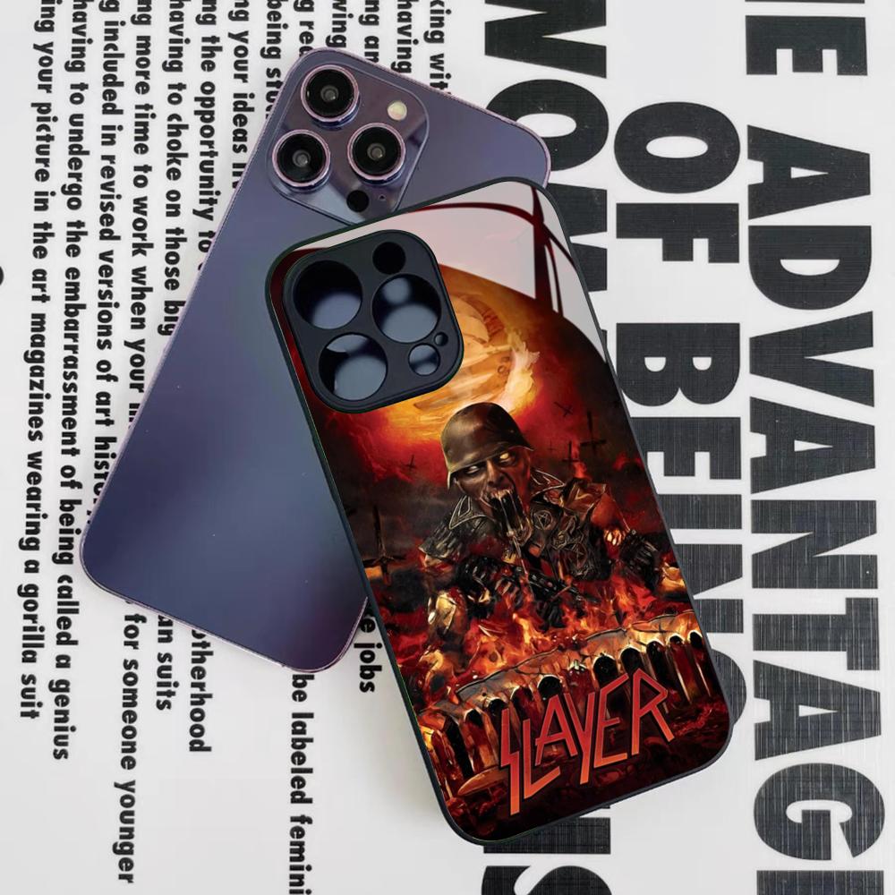 Slayer Heavy Metal Rock Band Phone Case for Iphone 17 16 15 14 12 11 13 Pro Max Mini X Air Puls Black Glass Cover