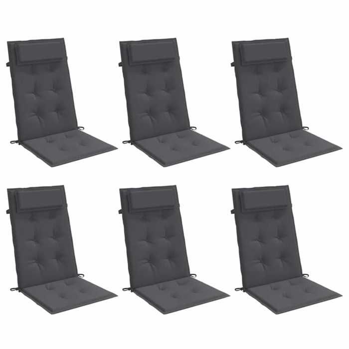 VidaXL Coussins de chaise à dossier haut lot de 6 anthracite, coussin, coussin de chaise, coussin de siège 361876