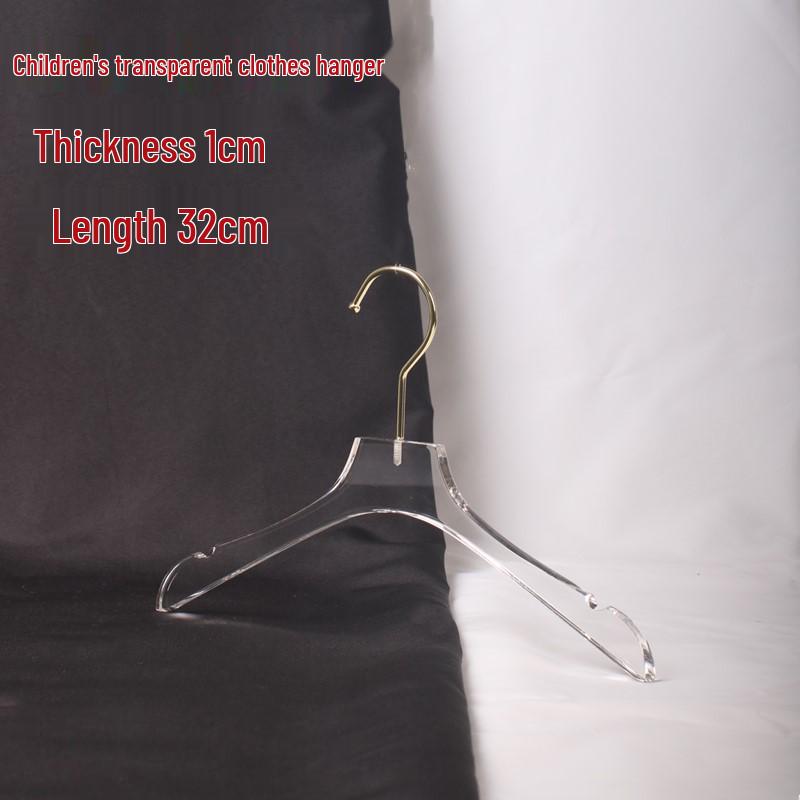 Transparent Acrylic Lingerie Hanger with S-Shaped Hook for Clothes, Fabrics, and Children's Wear.