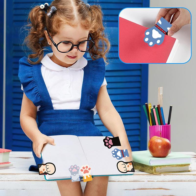 5Pcs Cute Cartoon Cat Claw Cloud Magnetic Bookmarks Creative Foldable Magnet Book Pages Holder Student Stationery Teacher Gifts