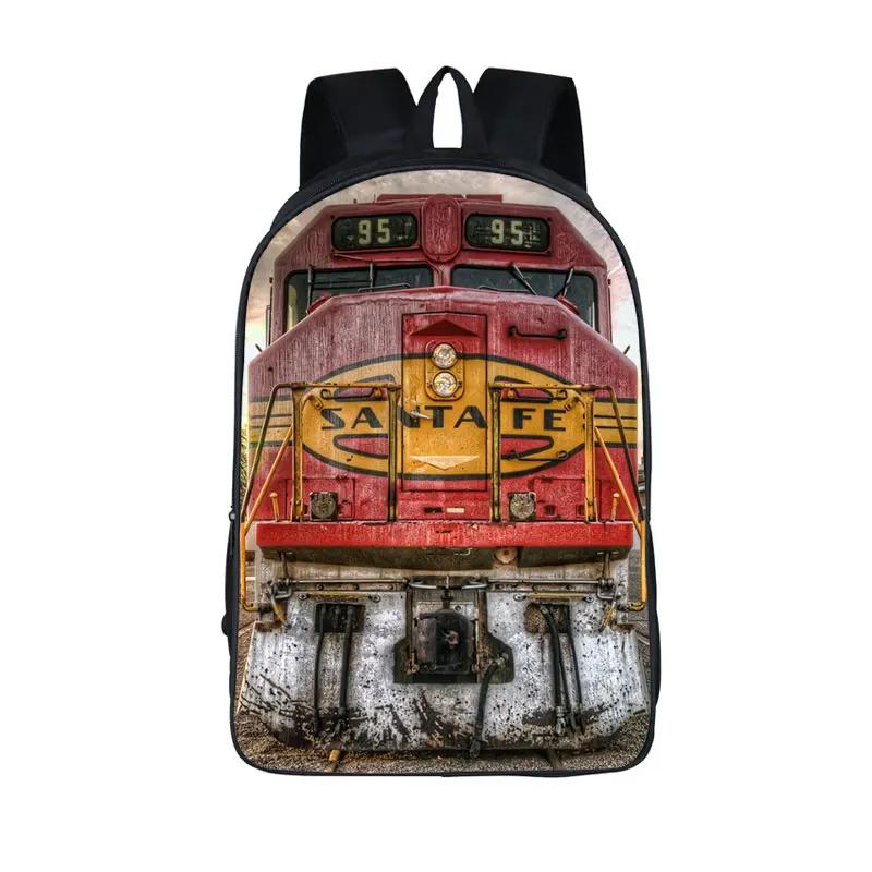 Old-fashioned Steam Train / Locomotive Pattern Backpack for Teenager School Bags Women Rucksack Travel Student Book Bags Gift