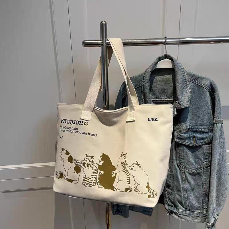 Frühling und Sommer Große Kapazität Canvas Tasche, Modische Damen Einzel Schulter Handtasche, Studentische Frühjahrs-Ausflugs-Reisetasche
