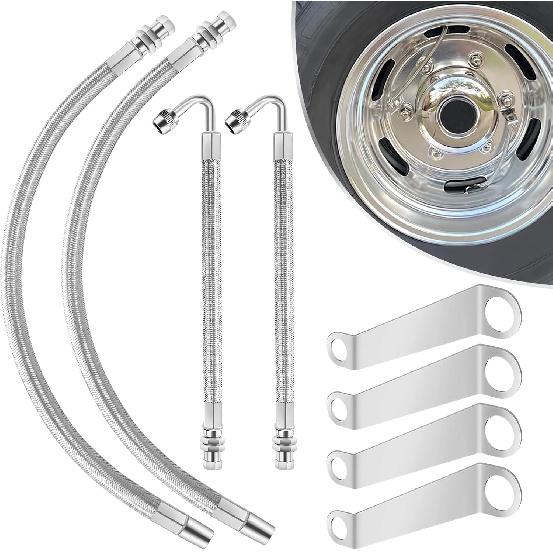 Double Tires Air Inflation Kit - Dually Valve Stem Extenders Kit for Easy Connection to Tire Valves and Equipment, Valve Stem Extenders for Easy Tire