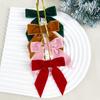 12pcs/set Vintage Christmas Tree Bows Velvet Red Wreath Bow Elegance Versatile Christmas Tree Decoration