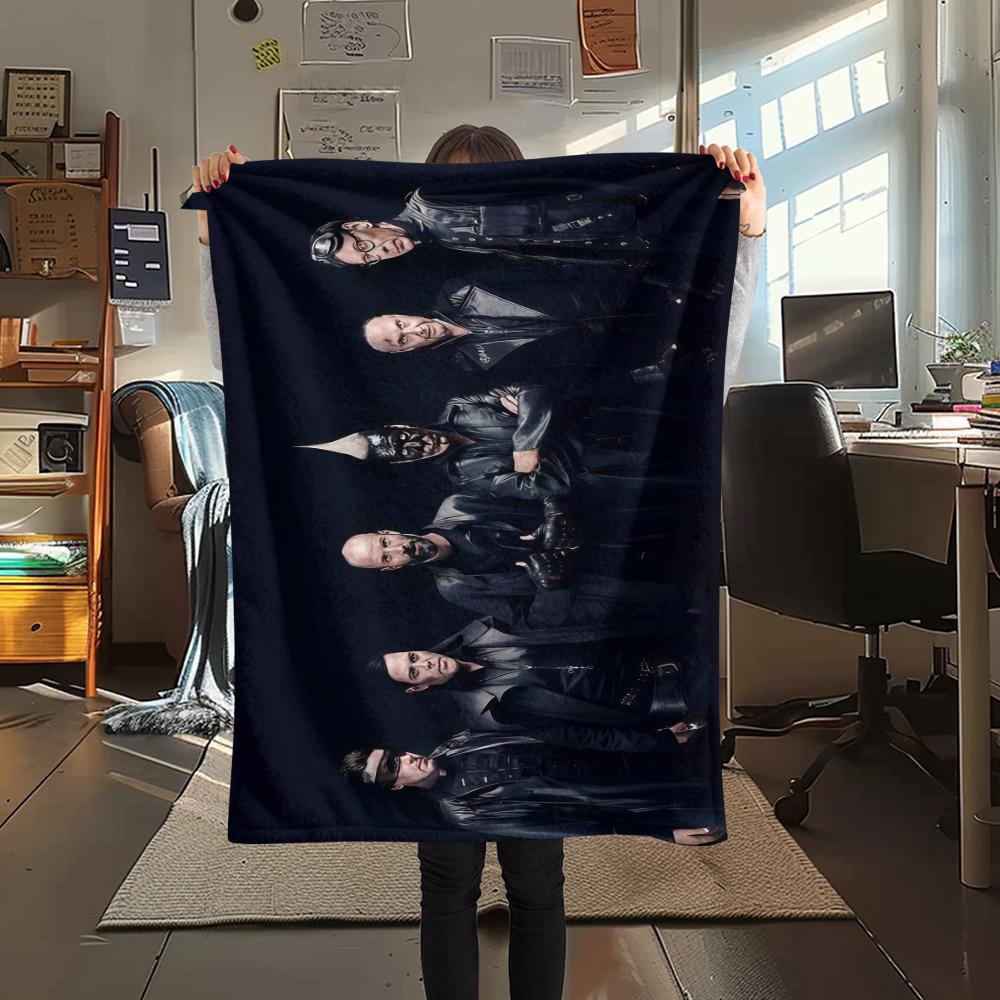1PC Rammstein Band Print Flannel Blanket, High Quality All Seasons, Home Decor, Warmth and Comfort, Perfect for Christmas Gifts