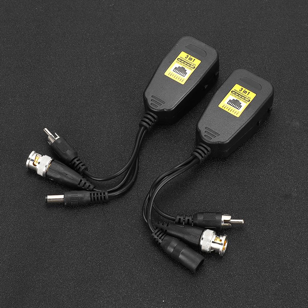 2Pair 3 In 1 PowerVideoAudio Balun Connector Transmitter 8MP CVi AHd TVi CVBS