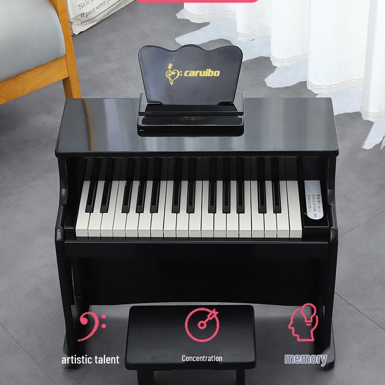 30-Key Children's Wooden Electronic Keyboard with Weighted Keys - Beginner Toy Piano for Girls