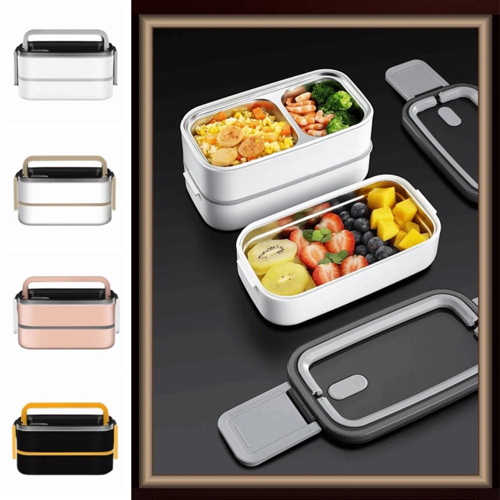 Double Layer Portable Lunch Box Leak-proof Food Storage Crisper Divides Food Container  Camping