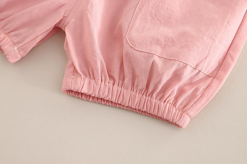 Korean Summer Baby Girl Doll Collar Short Sleeve Outfit Set