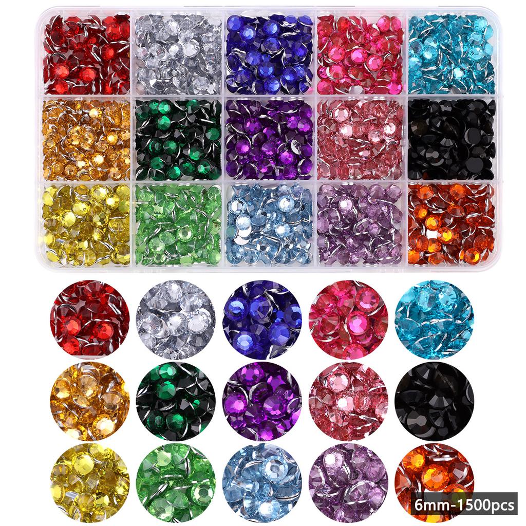 15-Kleur Hars Platte Bodem Boor, Kleur Ab Boor, Gemengde Kleur Acryl Boor, Handgemaakte Diy Sticker Boor, Grote Transparante Diamant Sieraden Set.