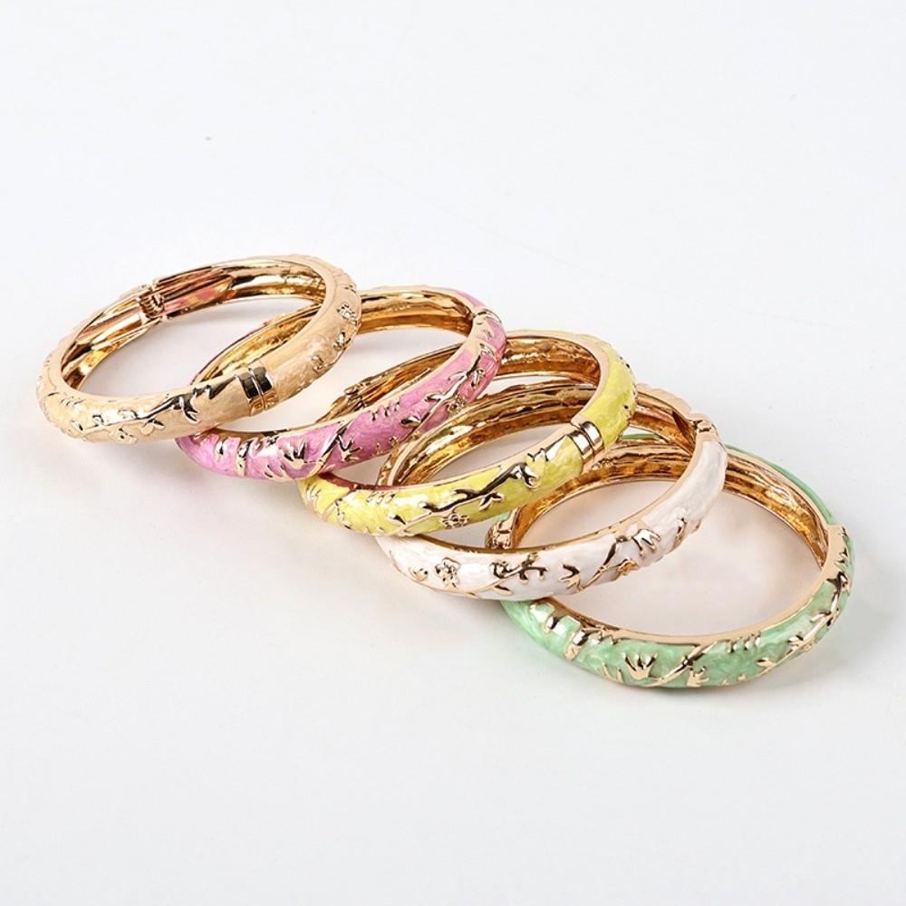 Bracciale Floreale Colorato Smalto Braccialetto da Polso da Donna Bracciale sulla Mano Bracciale Vintage Cloisonné per Signore