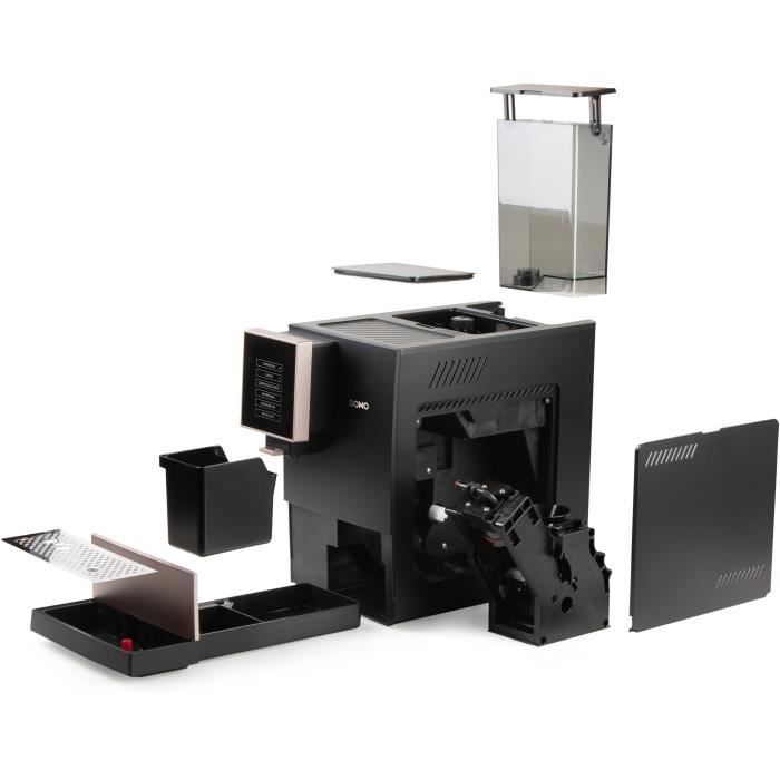 Macchina da caffè espresso automatica con macinacaffè - DOMO - DO743K - 19 bar - 6 ricette caffè - 1350 W - Nero