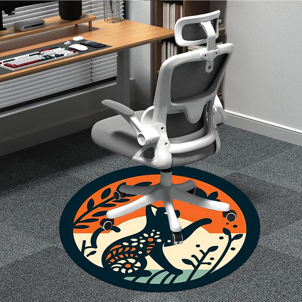 

1pc Cat Butterfly Office Round Area Rug, Mat Suitable For Office, Under Office Chairs Bedroom Living Room Home Decor, Room Deco 80cm