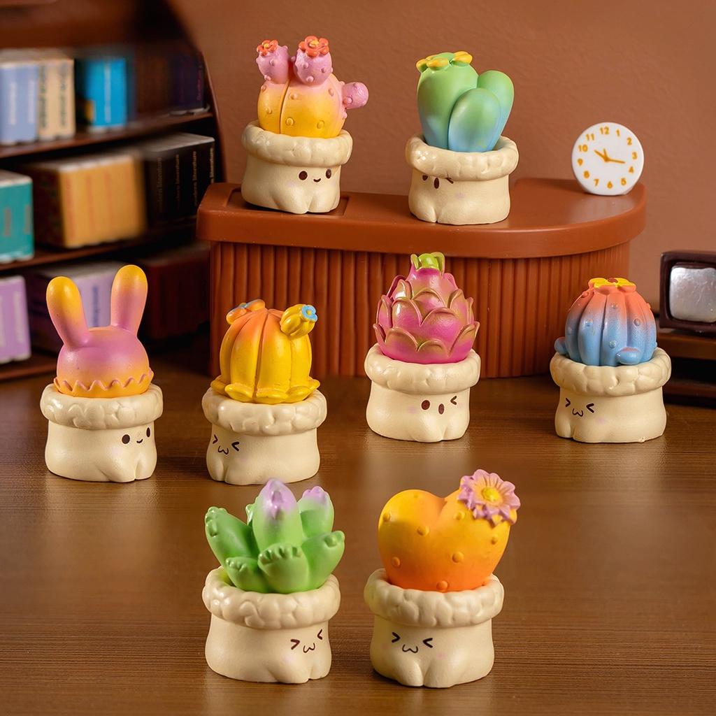 

2 шт. случайный цвет, мультяшный кактус в горшке, смайлики, сочные растения, миниатюры, микропейзаж, сделай сам, сказочное украшение сада 2.7x4cm разноцветный