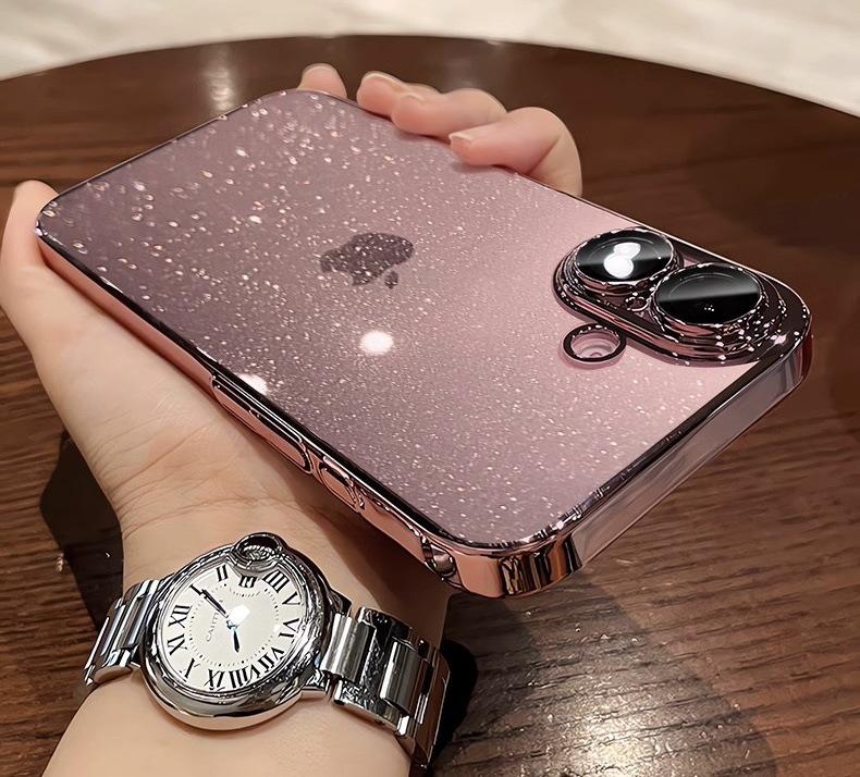 Glitter Transparent Drop-proof Case with Lens Film for iPhone 16/17 Pro Max