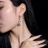 Women Jewelry Set Luxury Ruby Necklace Color Gem Earrings Hollow Carving Fu Lu Red Diamond Gourd Pendant Simulated Emerald