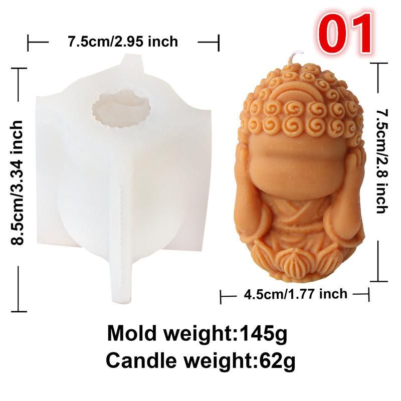 3D Cartoon Buddha Candle Molds DIY Plaster Clay Candle Making Mould Maitreya Buddha Statu Crafts Decor