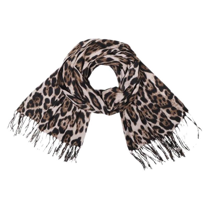 New Leopard Print Thickened Warm Scarf Women's Autumn and Winter European and American Fashion Daily Imitation Cashmere Fringed Scarf Shawl Tide