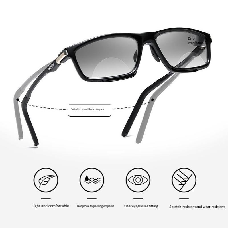 Fashion Light Sensitive Color Changing Sports Sunglasses Ultra Light Blue Light Flat Lenses Outdoor Photochromic Reading Glasses