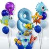 Octopus Animal Underwater World Number Balloon Kit Kids Bath Party Supplies