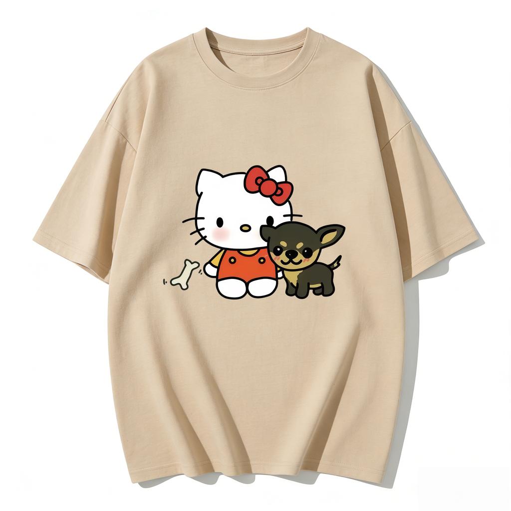 2026 Hello Kitty Tee soft cotton short sleeve crew neck cute print lightweight summer top for Women daily casual wear