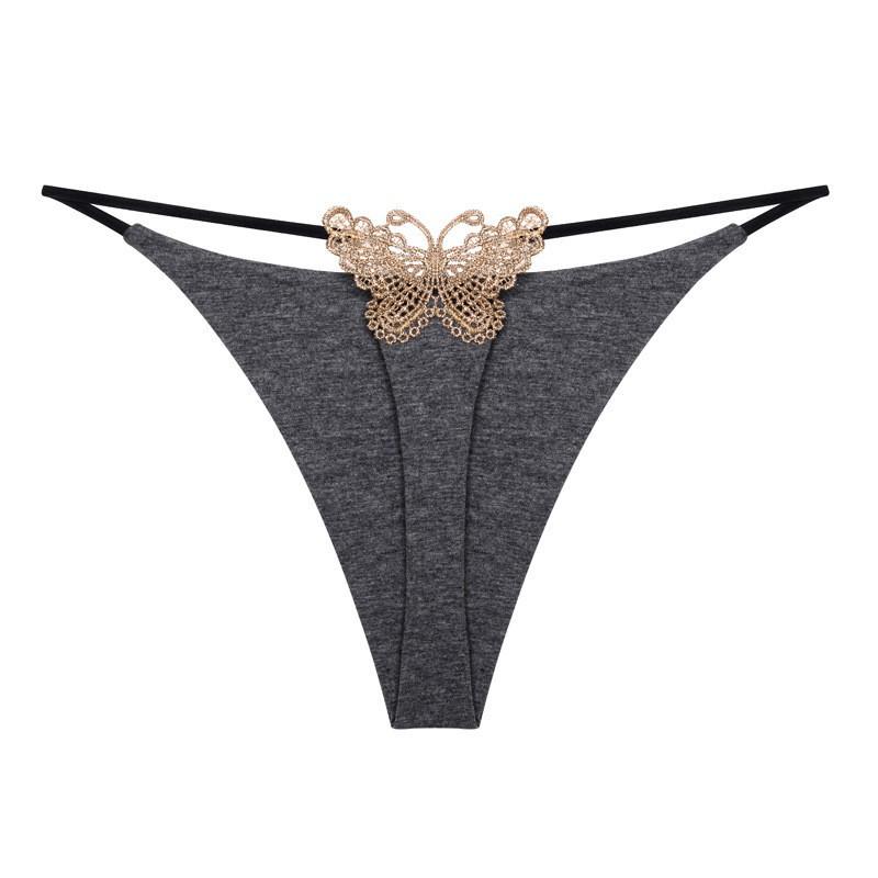 Butterfly Embroidery Low-Waist Seamless Thong - Spring/Summer Collection
