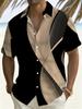 Herren Hemd mit geometrischem Print, Übergröße, Kurzarm, Sommer Mode Lässige Bluse, Leichtes atmungsaktives Revers Top, ÜBERGRÖSSE