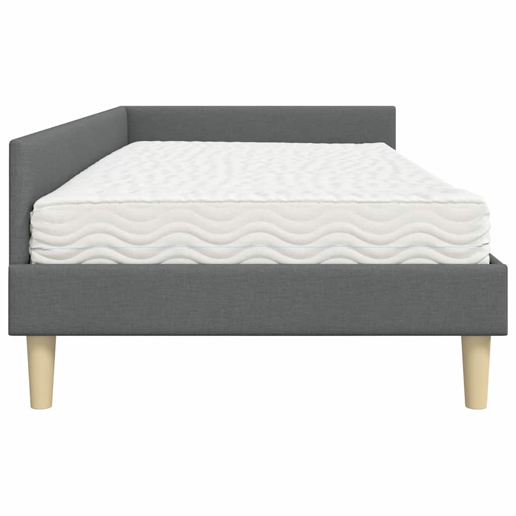 Corner Bed Frame with Mattress 2 pcs Grey Fabric