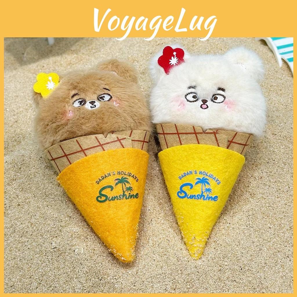 Cream Ice Bear Plush Keychain With Flower Decoration For Teens Collectors And