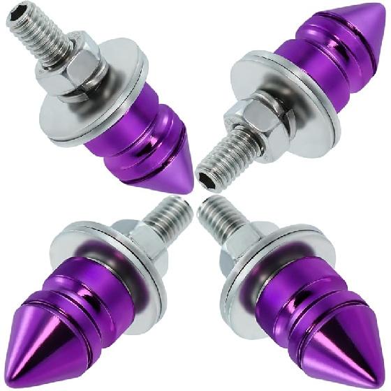 Spike License Plate Bolt Kit Aluminum Alloy Decorative Motorcycle License Plate Screw Frame Fasteners Fit Most Cars Truck Modified Vehicle