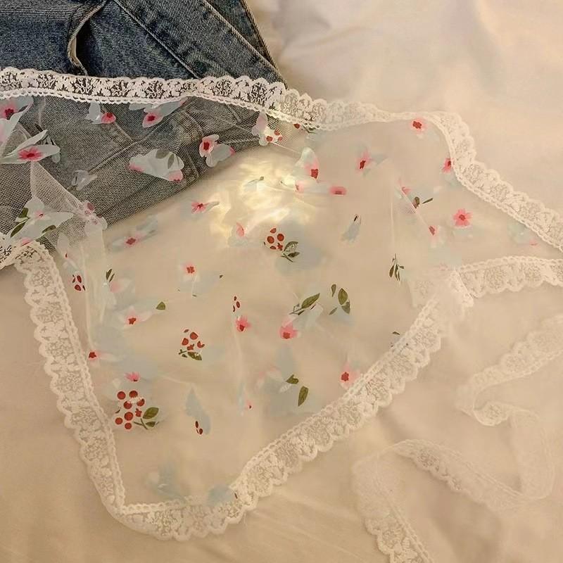 The New Summer Ins High-end Lace Headscarf Pastoral Style Baotou Triangle Scarf Headband Female Light Luxury Headdress Hair Accessories