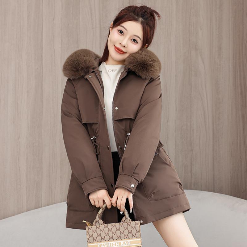Autumn Winter Thicken Warm Parka Women Casual Sweety Solid Color Big Pocket Loose Hooded Coat Jackets Outwear